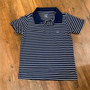 Navy and White Striped Polo Shirt